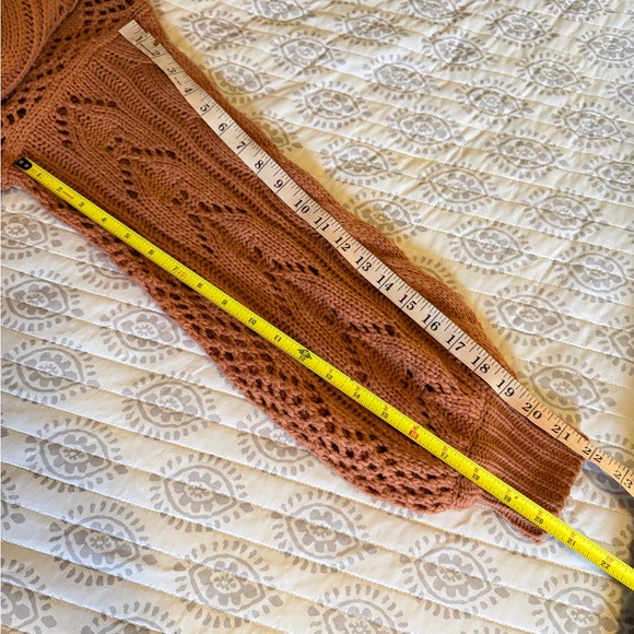 Love Tree Womens Oversized Cropped Orange Rust Knit Sweater W Balloon Sleeves S - Picture 10 of 12